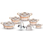 سرویس قابلمه ۱۶ تکه عرشیا مدل Arshia Stainless Steel Cookware Set رزگلد