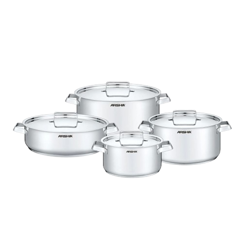 سرویس قابلمه ۸ تکه عرشیا مدل Arshia 8pcs Stainless Steel Cookware Set